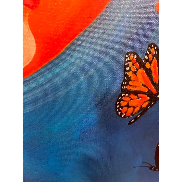 1990s– Woman With Grapes & Butterflies – Original Figurative Artwork For Sale - Image 11 of 12