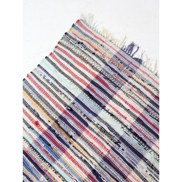 Vintage American Hand-Loomed Rag Rug 48 X 79 For Sale - Image 4 of 10