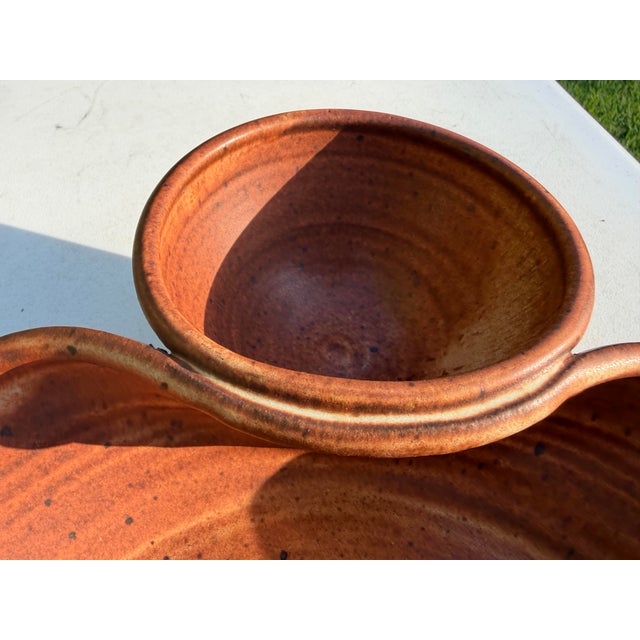 Signed Studio Pottery Chip & Dip Serving Platter For Sale - Image 10 of 11