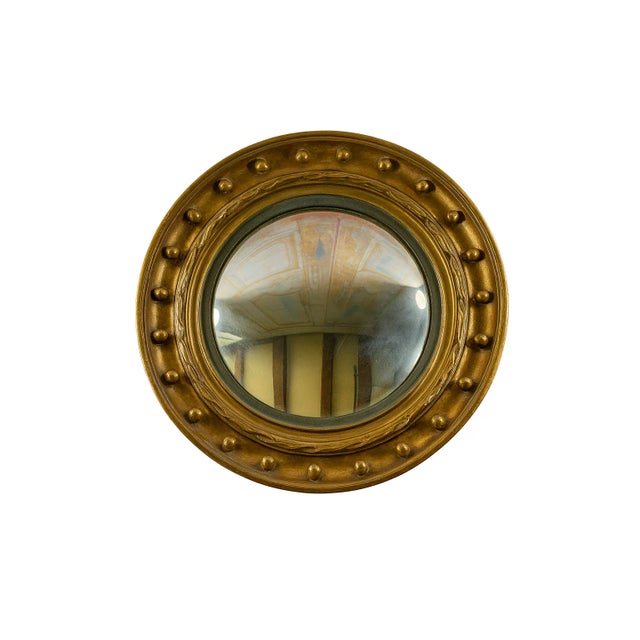 Glass French Convex Witch Eye Mirror in Carved Giltwood, 19th Century For Sale - Image 7 of 7