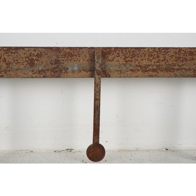 Mid 20th Century Antique Wrought Iron Industrial Wall Rail Rack For Sale - Image 5 of 10