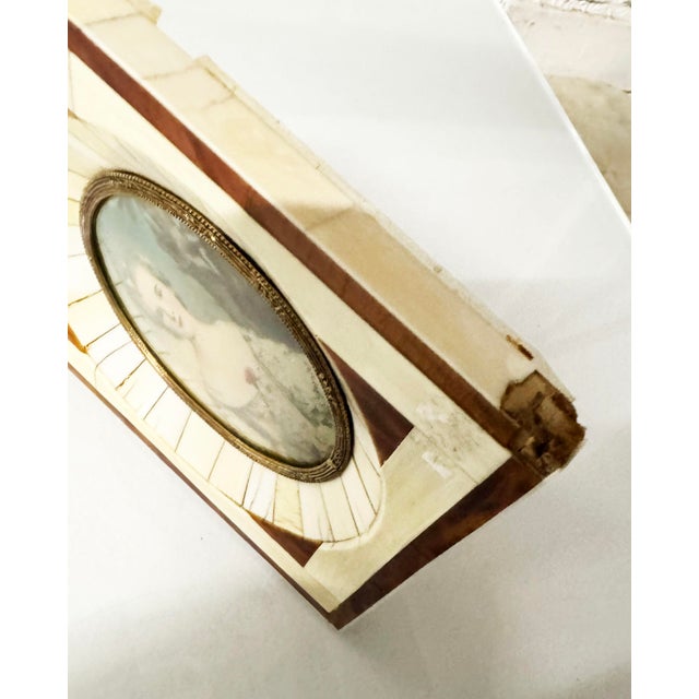 Chestnut Set 4 Miniature Portraits Framed in Bone /Faux-Tortoise Frames For Sale - Image 8 of 9