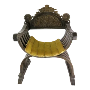X Savonarola Italian Curule Chair With Original Velvet Seat Cushion