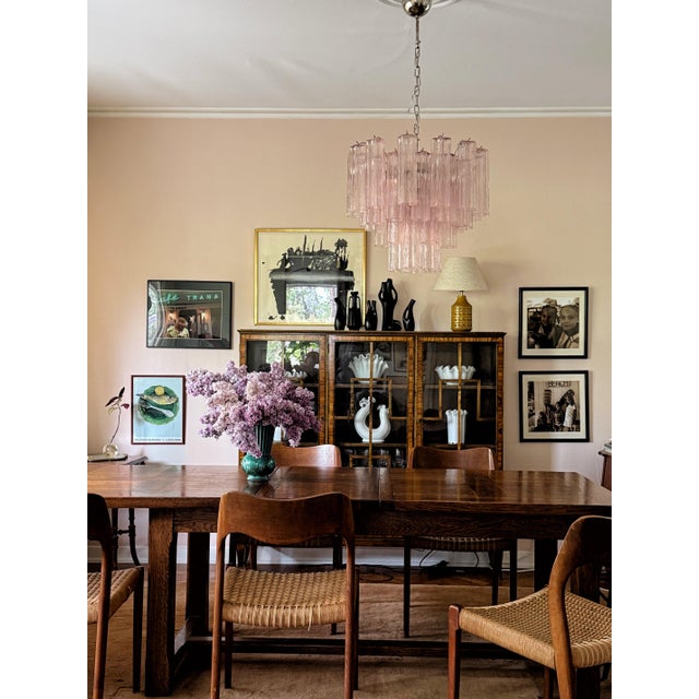 Pink Murano Chandeliers with Tronchi Glass Tubes, Set of 2 For Sale - Image 11 of 14