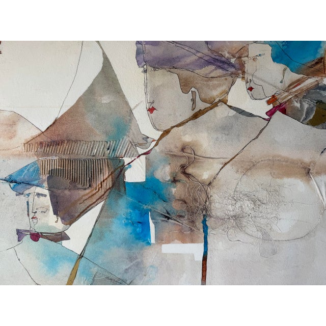 Mid-Century Modern Large - 1980’s Haul Hous Mixed Media Abstract Painting For Sale - Image 3 of 12