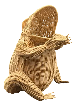 Vintage Rattan Frog Basket, 1970s