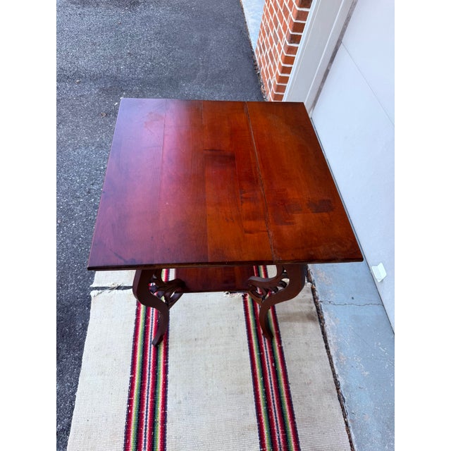 Victorian Antique Victorian Cherry Tabouret Table With Reticulated Fretwork, Circa 1890-1910 For Sale - Image 3 of 14