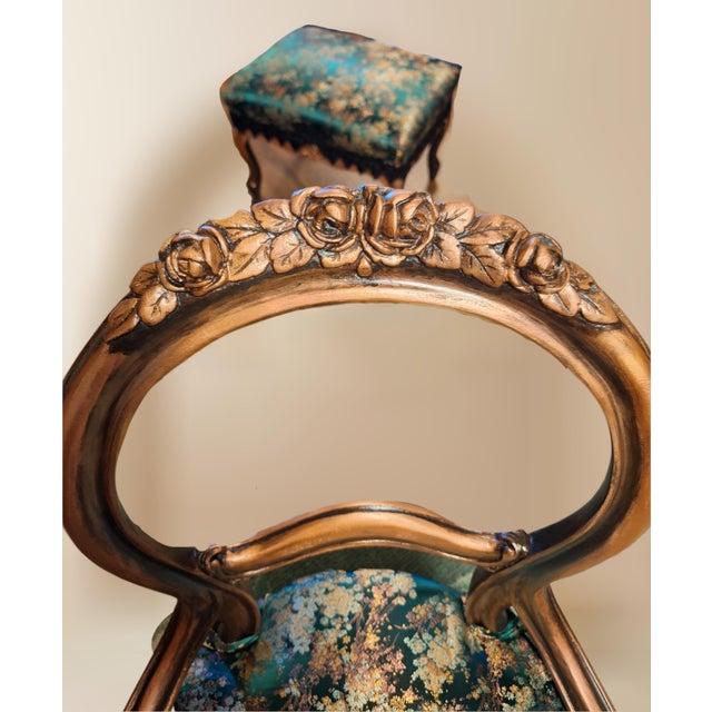 Late 19th Century The Jade Aviary Chair and Ottoman | the Verdant Society Collection For Sale - Image 10 of 12