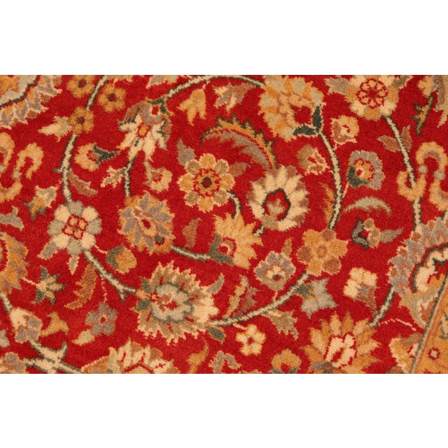 Shabby Chic Floral 1990's Pak-Persian Red/Beige Wool Rug - 5'11'' X 9'5'' For Sale - Image 4 of 9