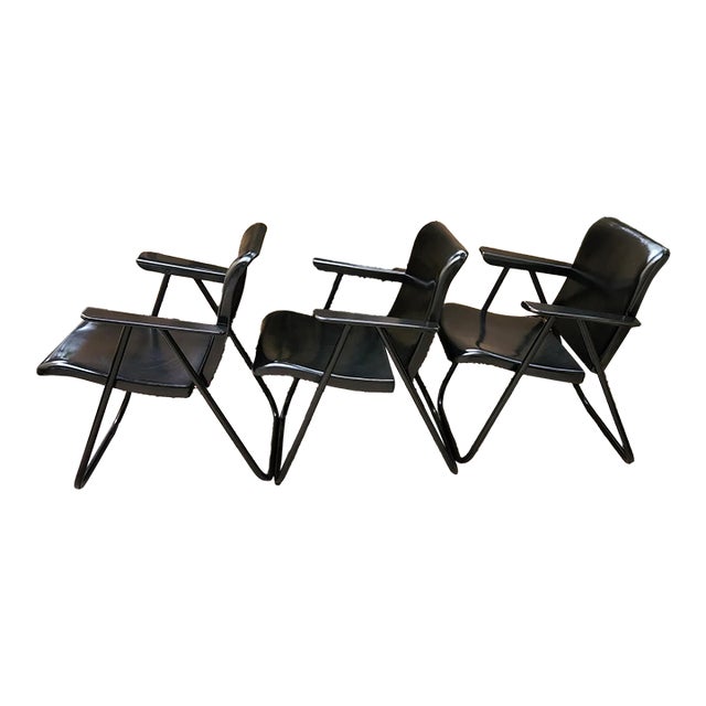 Vintage Three Russel Wright Patio Folding Chairs For Sale