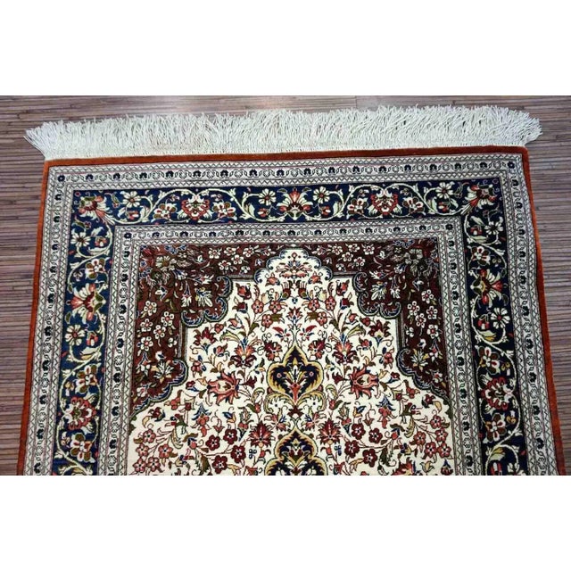 1970s Handmade Vintage Persian Qum Silk Rug 2.5' X 4' For Sale - Image 9 of 12