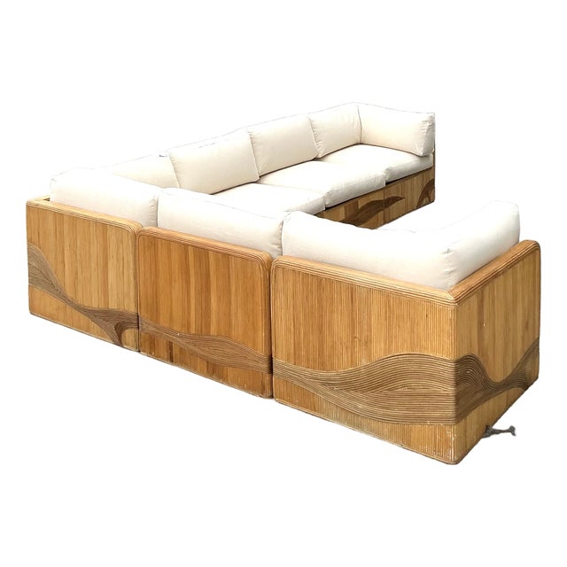 Vintage Pencil Reed Wave Sectional For Sale