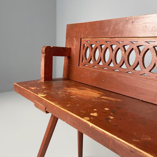 Wood Art Deco Italian Bench in Red Wood, 1930s For Sale - Image 7 of 18
