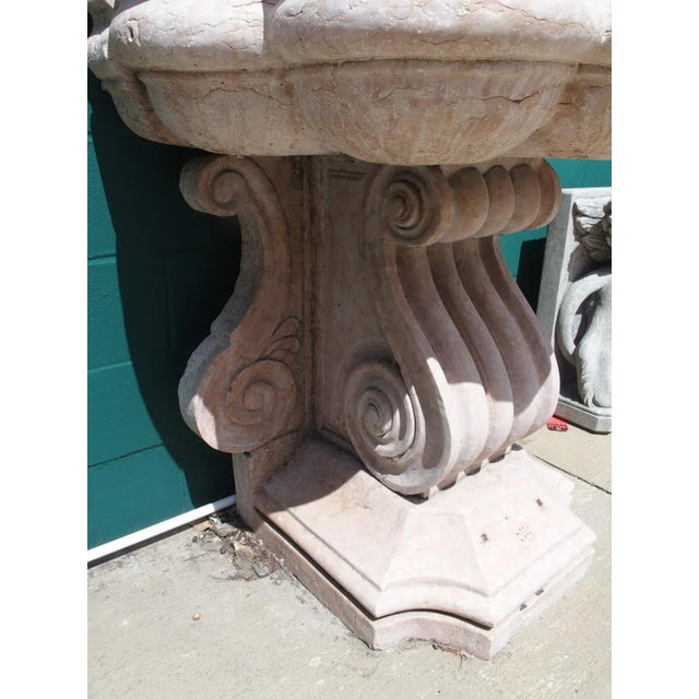 Salmon Monumental Italian Wall Fountain in Carved Verona Rossa Marble, Early 1900s For Sale - Image 8 of 12
