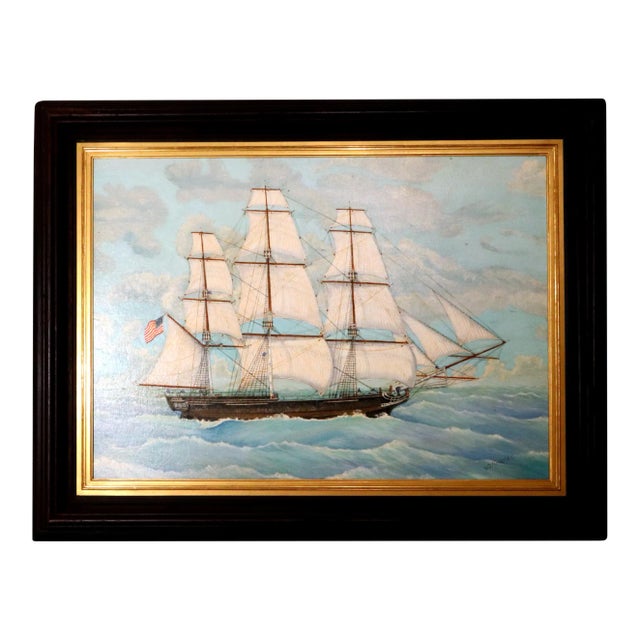 Large Marine Painting of the Frigate Essex by Will B. Robedee For Sale