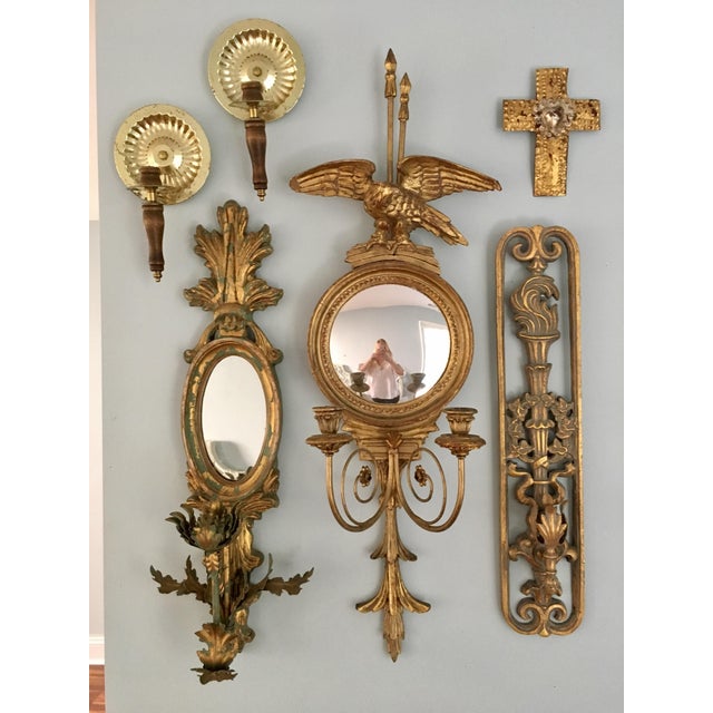 MidCentury Brutalist Candle Sconces in Brass and Wood a Pair Chairish