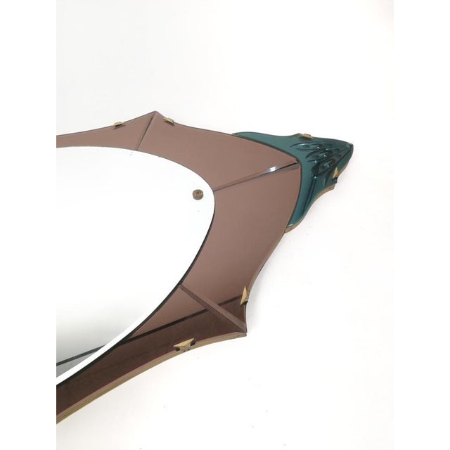 Full Length Pink Mirror in Colored and Cut Glass, Italy, 1950s For Sale - Image 8 of 11
