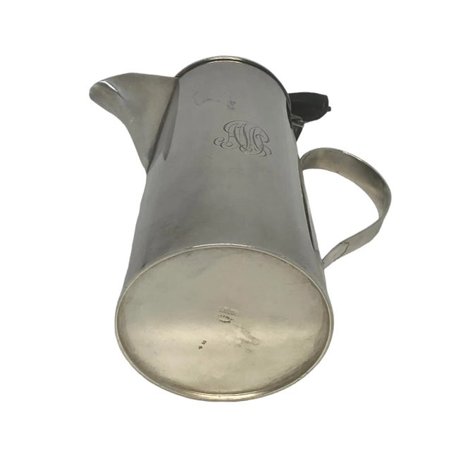 Metal Vintage 1930’s English Art Deco Asprey & Co. Silver Plate Hot Milk/Water Jug With Monogram For Sale - Image 7 of 12