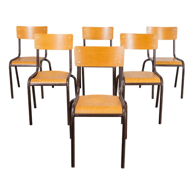 French Stacking Dining Chairs from Mullca, 1960s, Set of 6 For Sale