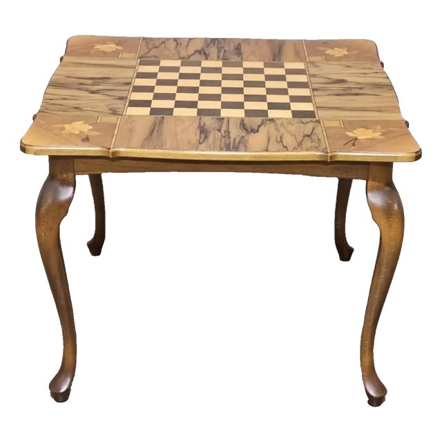 Schild Intarsia Walnut & Marquetry Top Games Table Checkers & Chess Made Germany For Sale