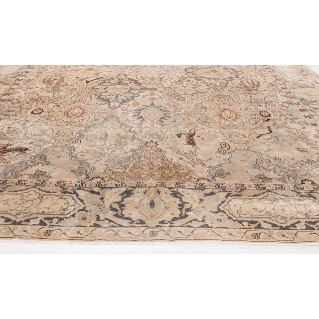 Persian Early 20th Century Botanic Persian Tabriz Handmade Wool Rug For Sale - Image 3 of 3