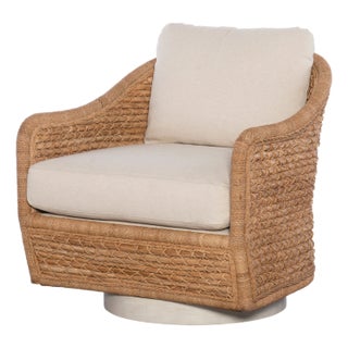 Century Furniture Pompano Swivel Lounge Chair - Natural/Flax For Sale