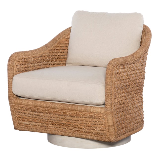 Century Furniture Pompano Swivel Lounge Chair - Natural/Flax For Sale