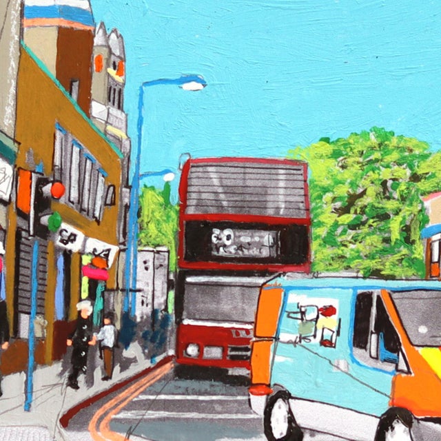 Contemporary Stoke Newington, London - Original Contemporary Cityscape Mixed Media Painting on Paper by Fabio Coruzzi For Sale - Image 3 of 7