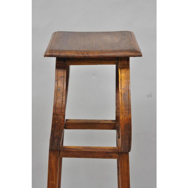 Vintage French Art Nouveau Style Carved Teak Pedestal Plant Stand Side Table For Sale - Image 11 of 18