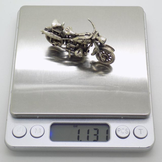 Vintage Italian Handmade 925 Sterling Silver American Motorbike, Tuscany, 1970s For Sale - Image 9 of 11