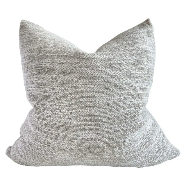 Linen Custom Belgian Woven Linen Accent Pillows in Oatmeal With Insert For Sale - Image 8 of 8