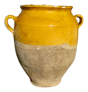 19th Century Country French Rustic Yellow Pot