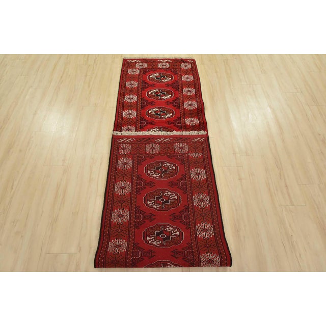 Turkmen Runner 2’6” X 9’10” Red Wool Vintage Tribal Hand-Knotted Rug For Sale - Image 10 of 11