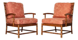 Vintage Pair of Faux Bamboo Club Chairs