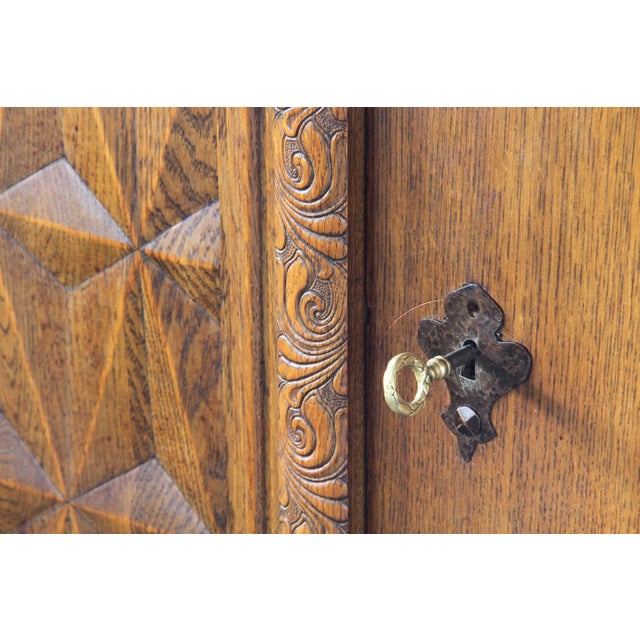 Vintage Baroque Brutalist Danish Oak Cabinet, 1960s For Sale - Image 18 of 18