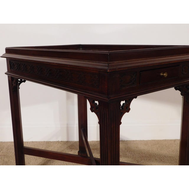 Brown Vintage Pennsylvania House Dark Mahogany Chinese Chippendale Tea Table For Sale - Image 8 of 12