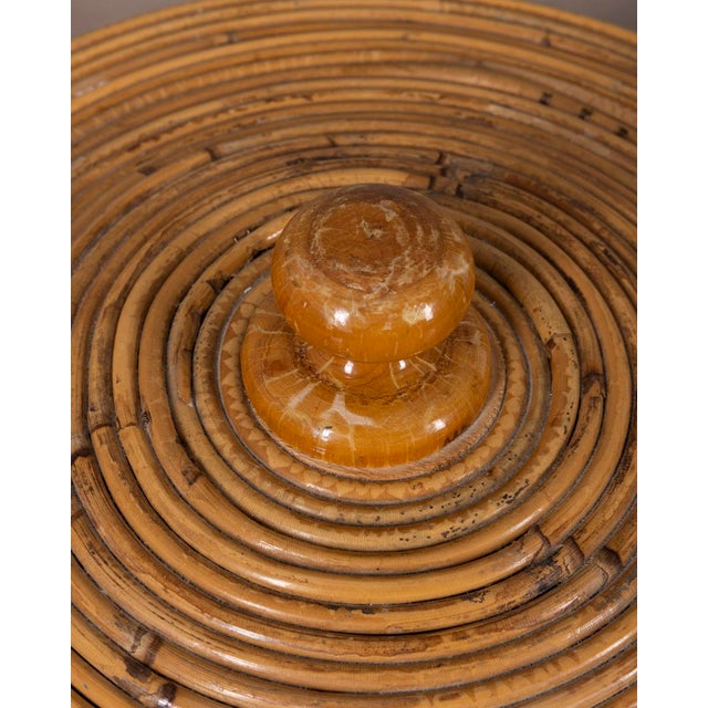 Vintage Italian Bamboo Container Basket, 1960s For Sale - Image 9 of 10