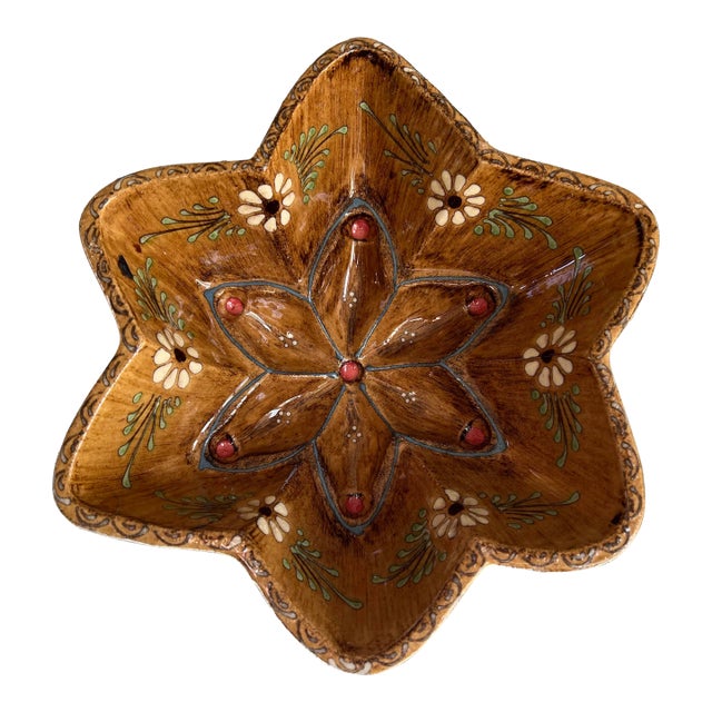 Vintage French Hausswirth Soufflenheim Pottery Star Cake Mold For Sale