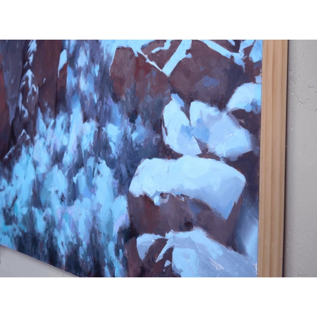 Contemporary Sudden Drop in Temperature by Judd Mercer | Oil On Panel Rocky landscape with snow and sunset light. For Sale - Image 3 of 5