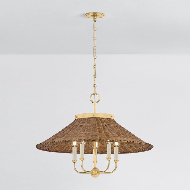 2020s Hudson Valley Lighting Kensington 27.5 in. 5 Light Chandelier in Aged Brass Finish For Sale - Image 5 of 8