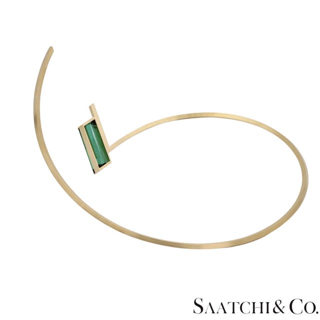 Early 21st Century 18k (750) Yellow Gold Stylish Tourmaline Necklace For Sale - Image 5 of 14