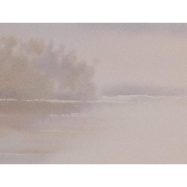 Jacques Noury, The Boat at the Edge of the Lake, Watercolor For Sale - Image 5 of 6