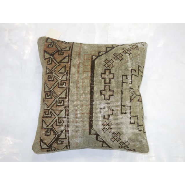 Shabby Chic Vintage Oushak Rug Pillow For Sale - Image 4 of 5