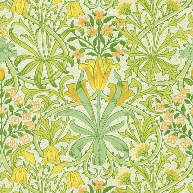Morris & Co Woodland Weeds Wallpaper in Sap Green - a Sample For Sale