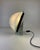Post-modern table lamp made of a solid marble cylinder base with a black metal structure and two semi-circular glass...
