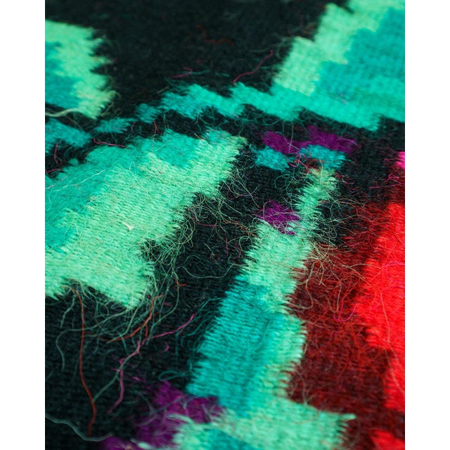 1960s Vintage Handwoven Wool Floral Rose Rug, 1960s For Sale - Image 5 of 8