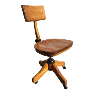 Antique Wood Task Office Chair For Sale