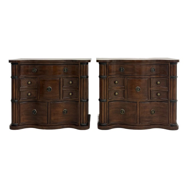 Neoclassical Commode Chests With Cane-Front Drawers - Pair For Sale