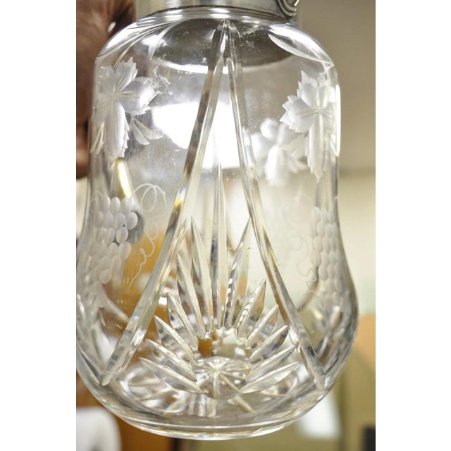 Victorian Antique Victorian German Silver Plated Cut Crystal Glass Lemonade Water Pitcher For Sale - Image 3 of 12