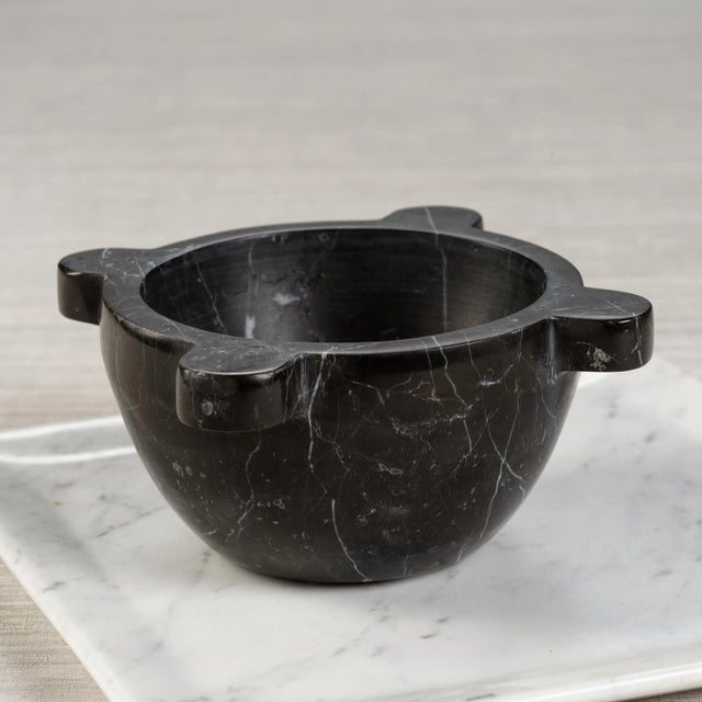 Contemporary Ross Marble Mortar / Condiment Bowl, Medium, Black Marquina For Sale - Image 3 of 3